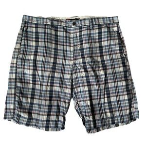 Chaps Men's Shorts Size 38 Plaid Chino Red White Blue 100% Cotton